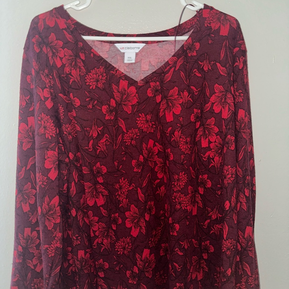 Liz Claiborne Women's Floral Top - Red
